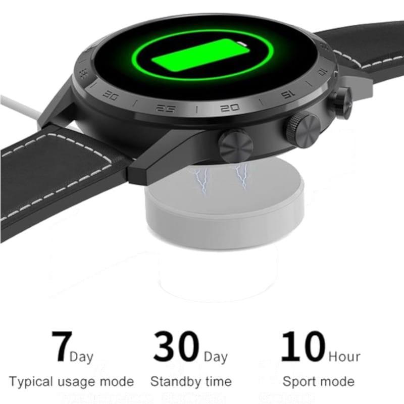 Carga rápida de DT NO.1 DT70 Correa Cuero Negro - Reloj inteligente