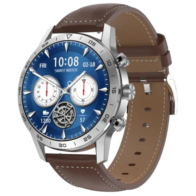 DT NO.1 DT70 Correa Cuero Plata - Reloj inteligente