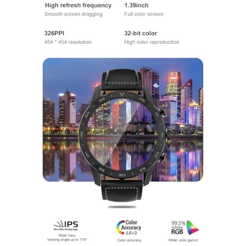 Ecrã circular de DT NO.1 DT70 Bracelete em pele Prata - Relógio inteligente