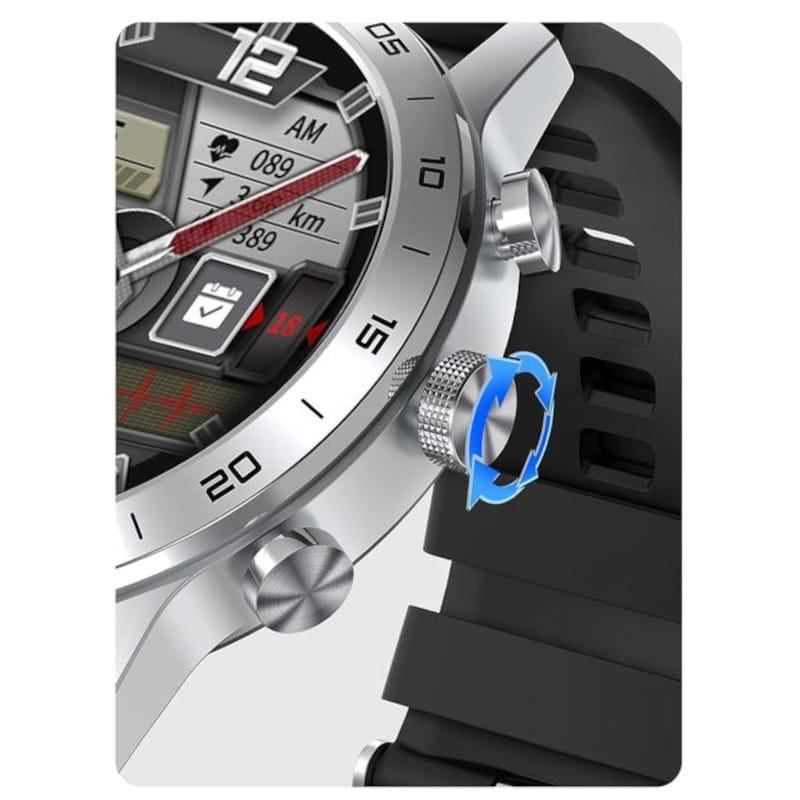 Botão de DT NO.1 DT70 Bracelete em pele Prata - Relógio inteligente