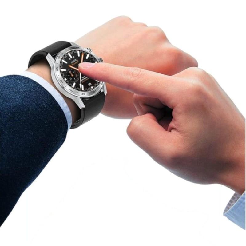 Controlo tátil de DT NO.1 DT70 Bracelete em pele Prata - Relógio inteligente