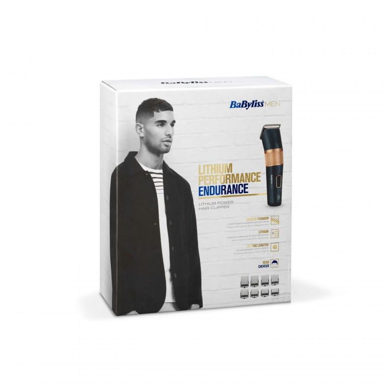 BaByliss Lithium Power E986E Carbon Titanium Blue / Gold - Tondeuse à cheveux sans fil image de la boîte