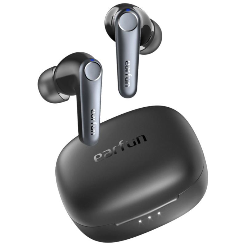 Earfun Air Pro 3 ANC Negro - Auriculares Bluetooth Vista frontal con caja de carga
