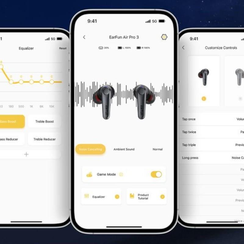Earfun Air Pro 3 ANC Negro - Auriculares Bluetooth - APP