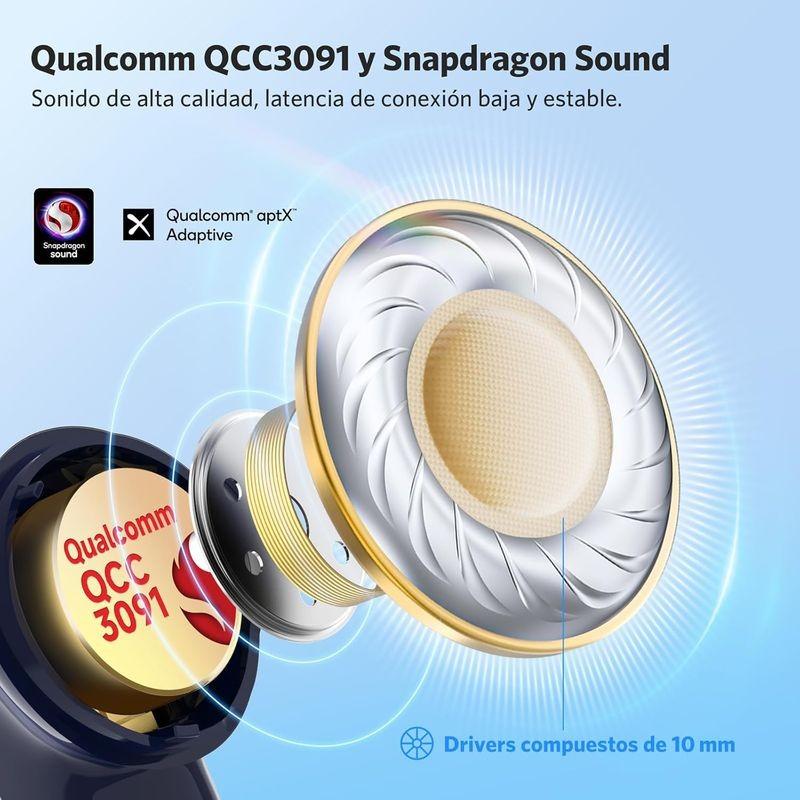 Diaphragme de Earfun Air Pro 4 ANC QuietSmart 3.0 Bleu - Casque Bluetooth