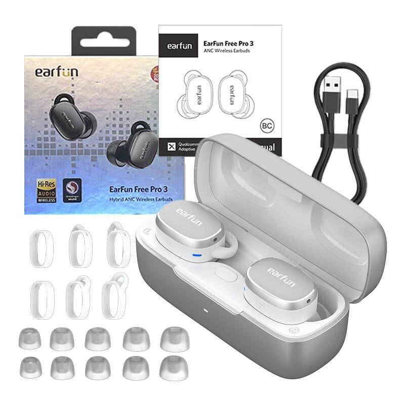 Earfun Free Pro 3 Blanco - Auriculares Bluetooth imagen con las almohadillas