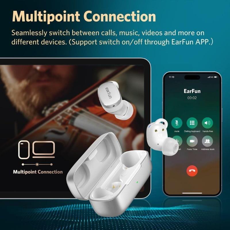 Earfun Free Pro 3 Blanco - Auriculares Bluetooth multipunto