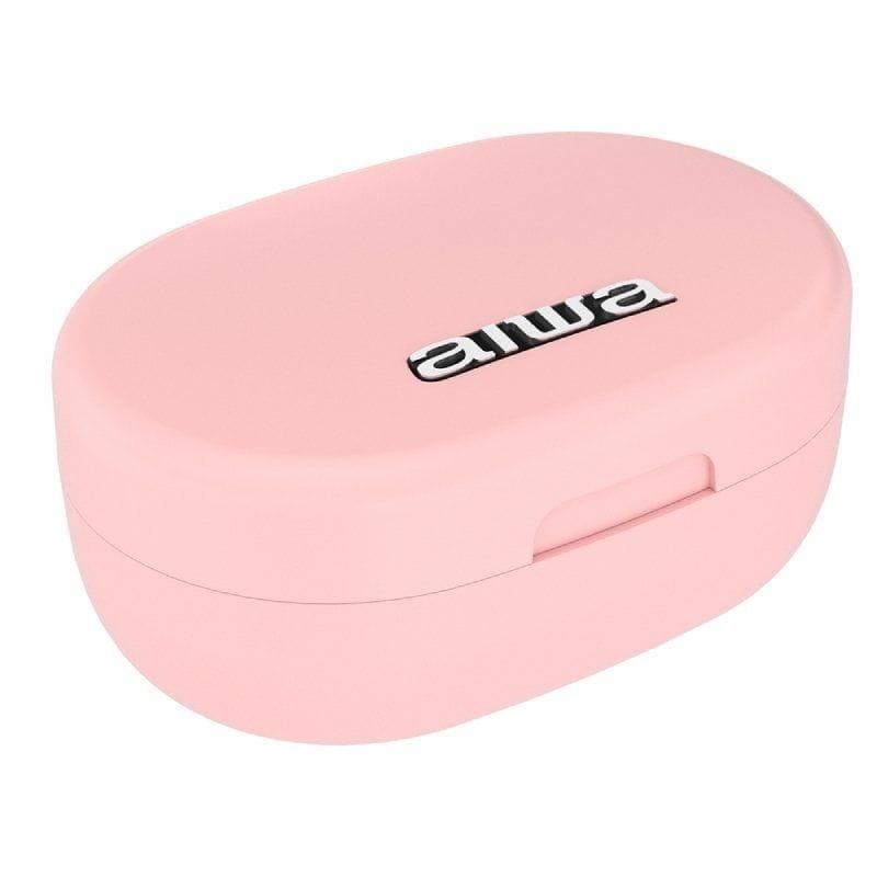 Aiwa EBTW-150 TWS Pink - Bluetooth Headset image de l'étui de chargement