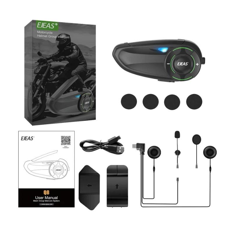 Intercomunicador para moto EJEAS Q8 - Bluetooth sem fios O que vem na caixa
