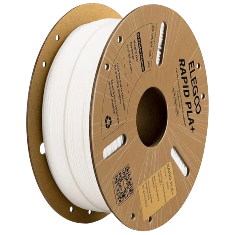 Filamento ELEGOO Rapid PLA + (PLUS) - 1.75mm - Impresión de alta velocidad hasta 600mm/s - Bobina de 1kg Color Blanco - Compatible con impresoras 3D FDM