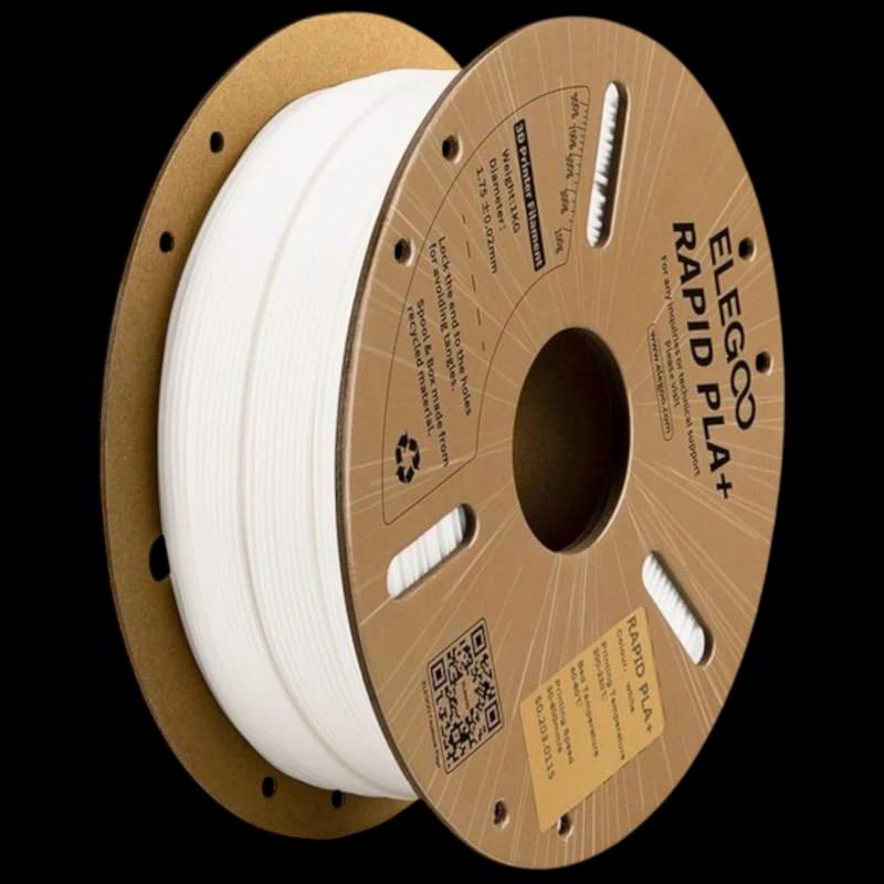 Filamento ELEGOO Rapid PLA + (PLUS) - 1,75mm - Impressão a alta velocidade até 600mm/s - Bobine de 1kg Cor Branco - Compatível com impressoras 3D FDM