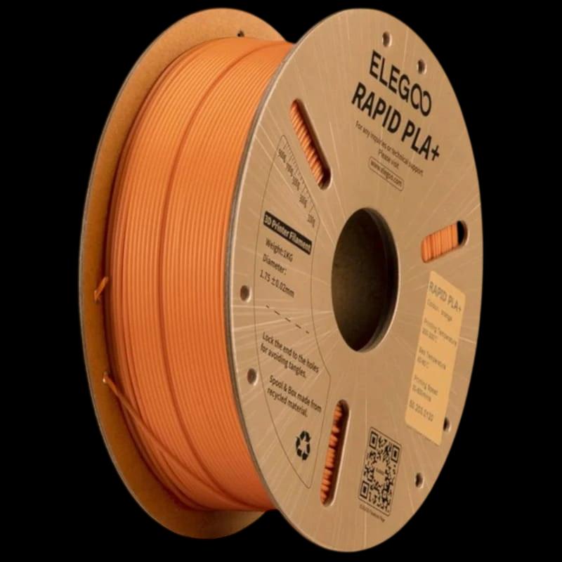 Filamento ELEGOO Rapid PLA + (PLUS) - 1.75mm - Impresión de alta velocidad hasta 600mm/s - Bobina de 1kg Color Naranja - Compatible con impresoras 3D FDM