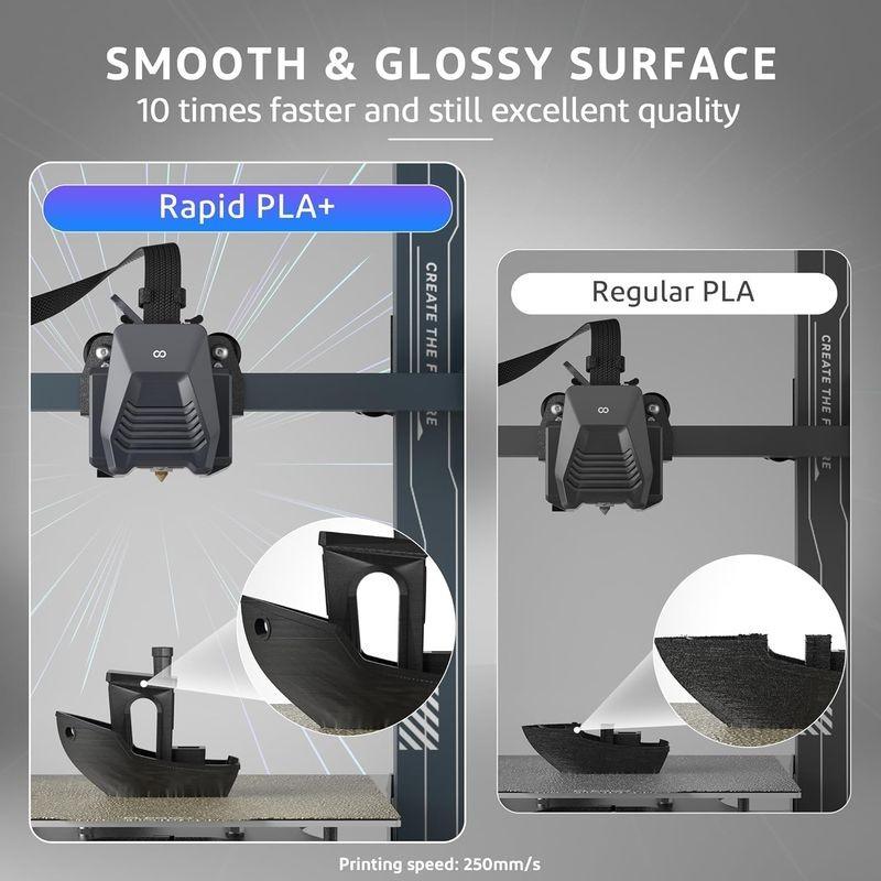 Gran calidad de Filamento ELEGOO Rapid PLA + (PLUS) - 1.75mm - Impresión de alta velocidad hasta 600mm/s - Bobina de 1kg Color Negro - Compatible con impresoras 3D FDM