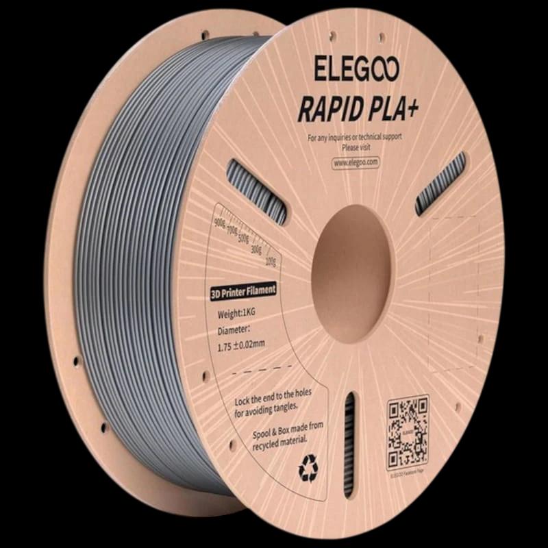 Filamento ELEGOO Rapid PLA + (PLUS) - 1,75mm - Impressão a alta velocidade até 600mm/s - Bobine de 1kg Cor Prateado - Compatível com impressoras 3D FDM