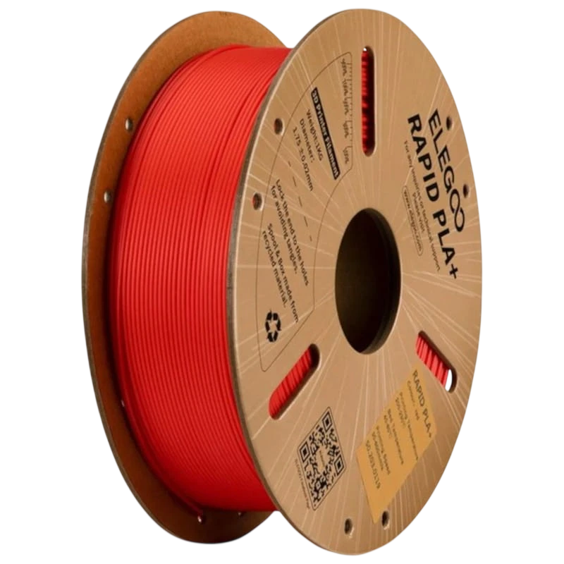 Filamento ELEGOO Rapid PLA + (PLUS) - 1,75mm - Impressão a alta velocidade até 600mm/s - Bobine de 1kg Cor Vermelho - Compatível com impressoras 3D FDM