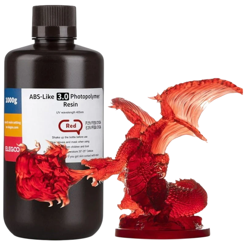 ELEGOO Résine ABS V3.0 Rouge Pour Imprimantes 3D Résine LCD - 1KG
