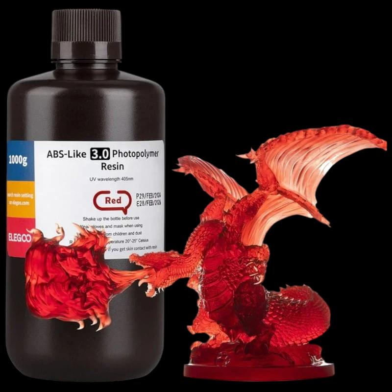 ELEGOO Resina ABS V3.0 Vermelho para Impressoras 3D de Resina LCD - 1KG