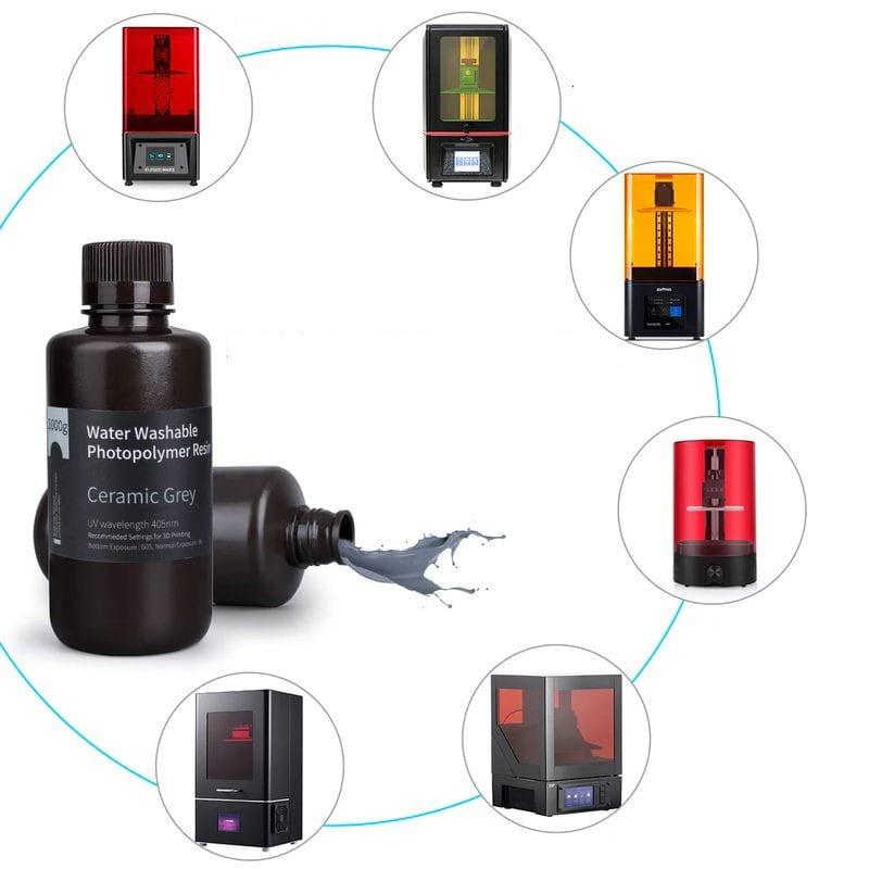 Adaptável ELEGOO Resina Lavável em Água Cor Cinza Para Impressoras 3D de Resina LCD - 1Kg