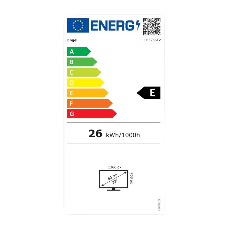 Engel LE3266T2 32 HD Ready Noir - Étiquette Énergétique pour Télévision