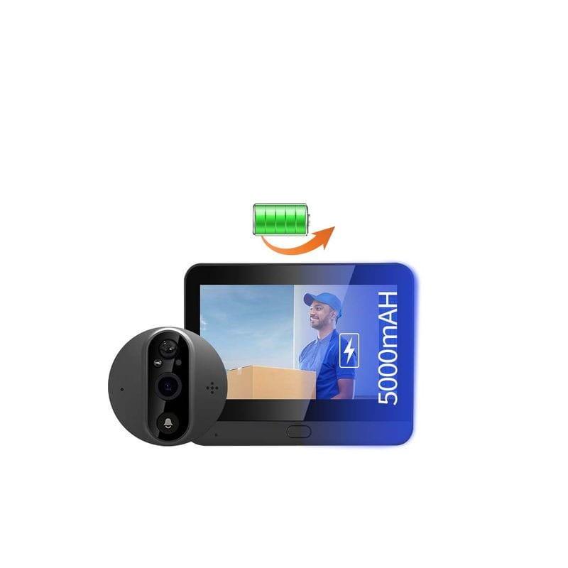 Batería de Escam C89 Visión Nocturna PIR Audio Bidireccional Negro - Mirilla digital