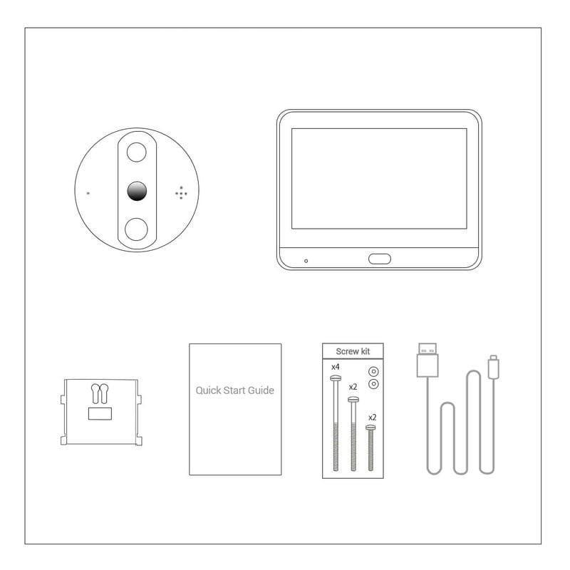 Contenido de Escam C89 Visión Nocturna PIR Audio Bidireccional Negro - Mirilla digital