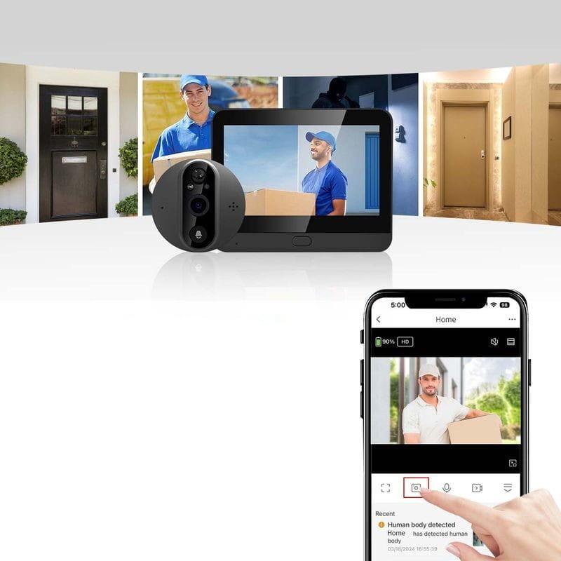 APP de Escam C89 Visión Nocturna PIR Audio Bidireccional Negro - Mirilla digital