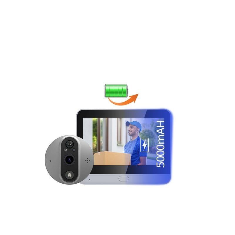 Batería de Escam C89 Visión Nocturna PIR Audio Bidireccional Plata - Mirilla digital