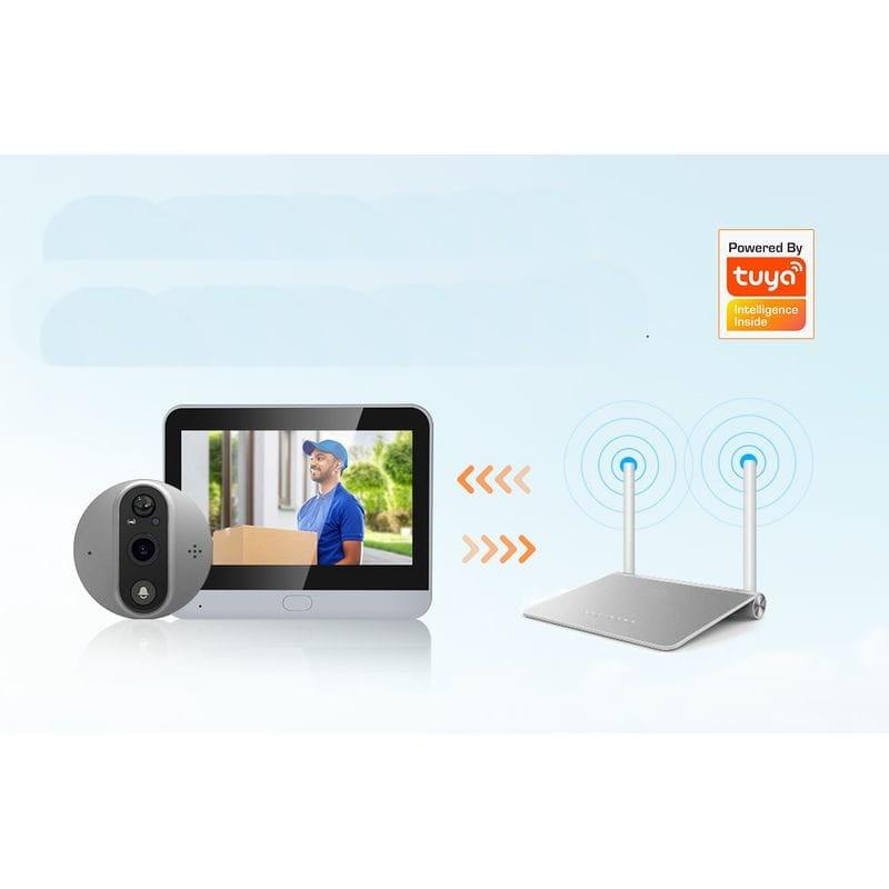 WiFi de Escam C89 Visión Nocturna PIR Audio Bidireccional Plata - Mirilla digital