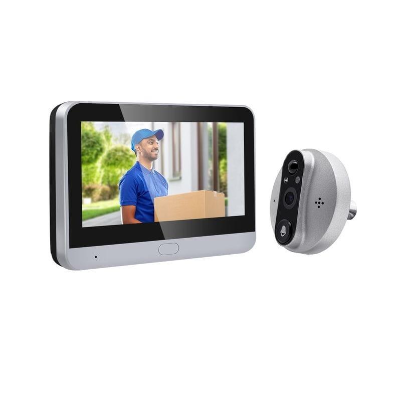 Frontal de Escam C89 Visión Nocturna PIR Audio Bidireccional Plata - Mirilla digital