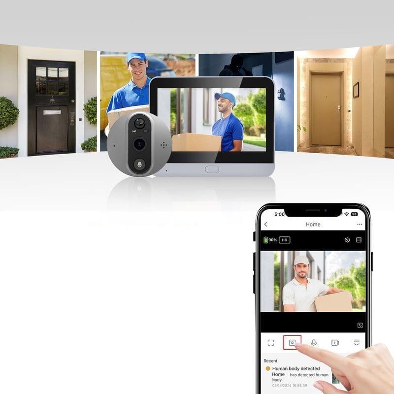 APP de Escam C89 Visión Nocturna PIR Audio Bidireccional Plata - Mirilla digital