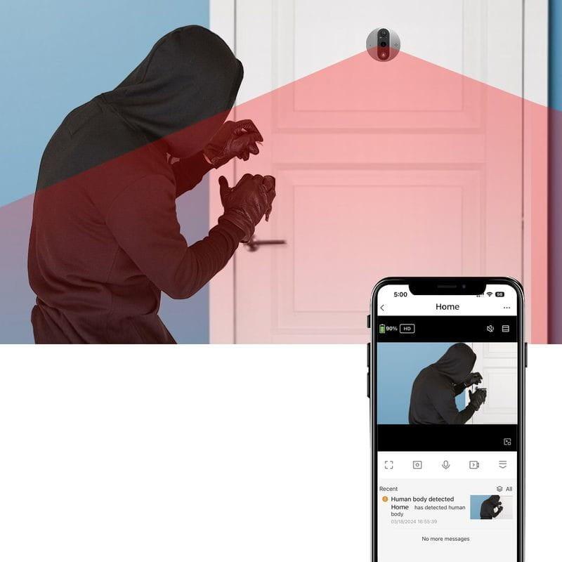 PIR de Escam C89 Visión Nocturna PIR Audio Bidireccional Plata - Mirilla digital