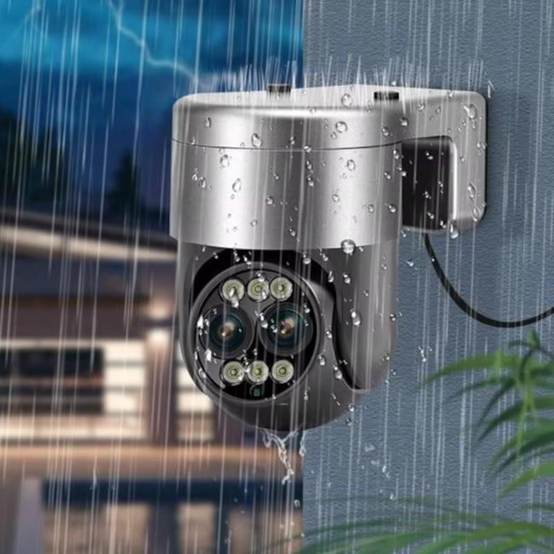 Resistente Escam G03 4+4 MP Lente Dupla PTZ 8x Zoom WiFi Cinza - Câmara de Segurança IP