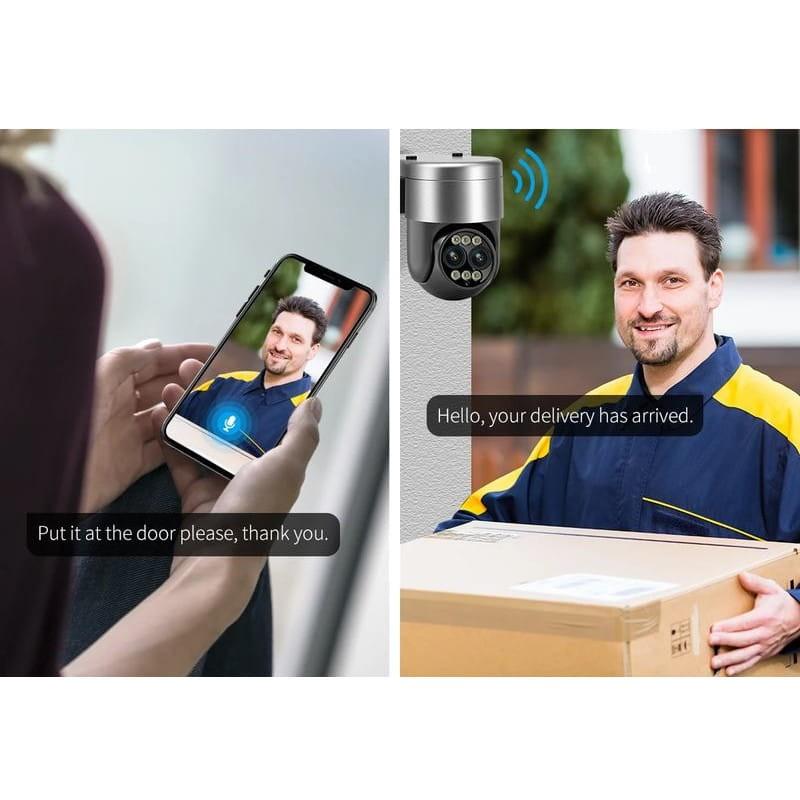 Áudio Escam G03 4+4 MP Lente Dupla PTZ 8x Zoom WiFi Cinza - Câmara de Segurança IP