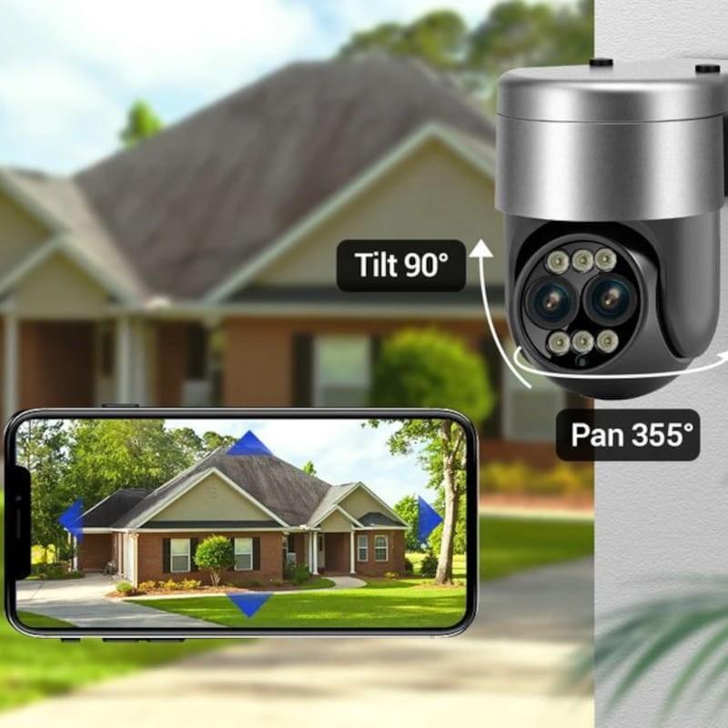 Poderoso Escam G03 4+4 MP Lente Dupla PTZ 8x Zoom WiFi Cinza - Câmara de Segurança IP