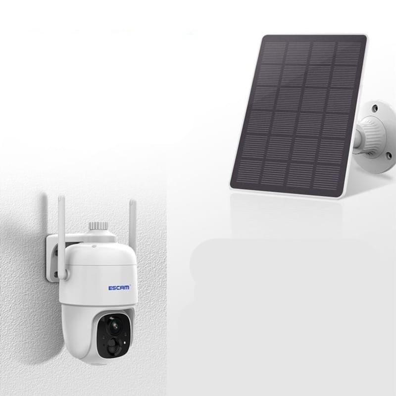 Caméra de Surveillance IP Escam G24 3M Wifi Panneau solaire Blanc - Panneau solaire