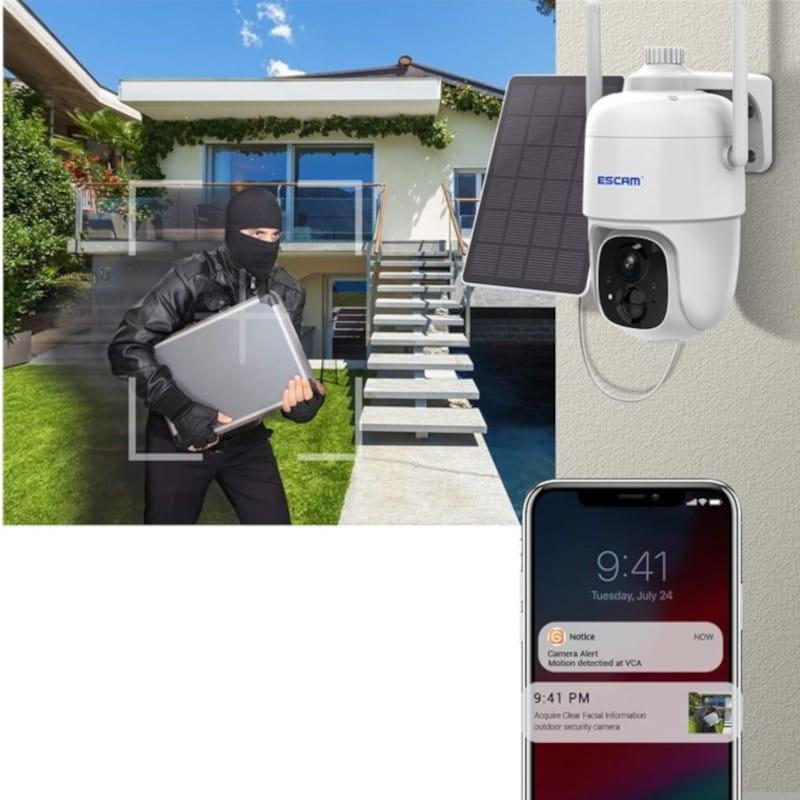 Caméra de Surveillance IP Escam G24 3M Wifi Panneau solaire Blanc - PIR