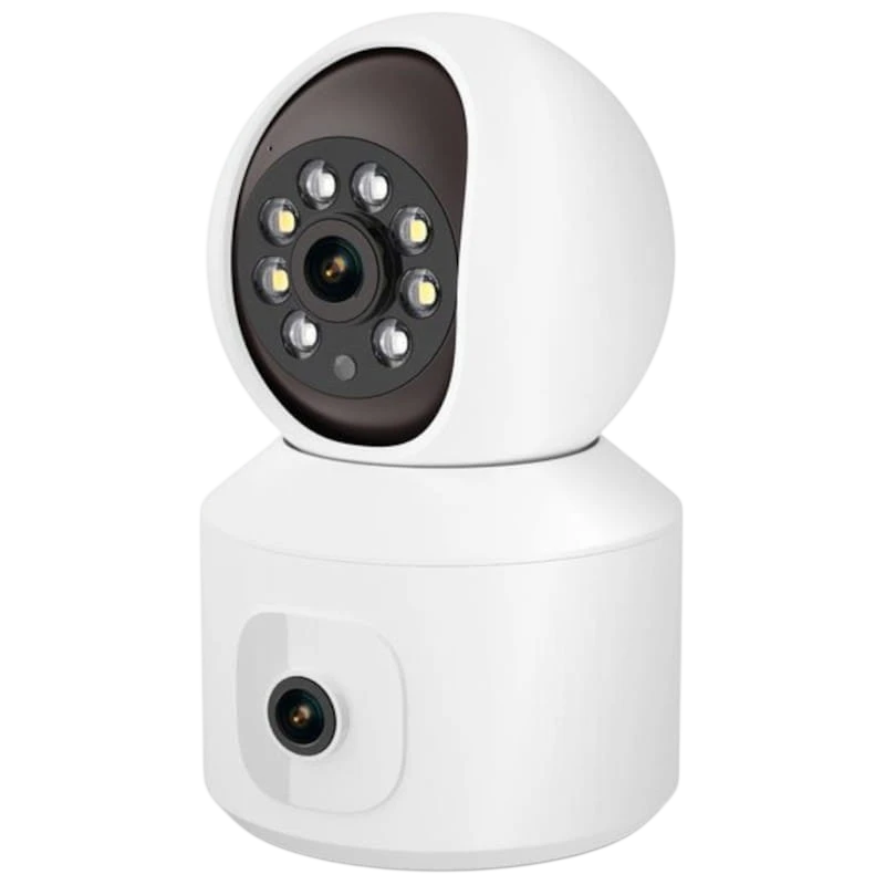 Caméra de Sécurité IP Escam QF010 2MP+2MP Vision Nocturne Couleur Panoramique Wifi Blanc