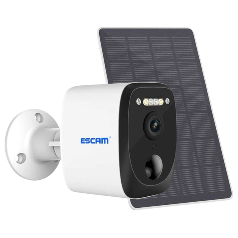 Cámara de seguridad IP Escam QF370 3MP Visión Nocturna a Color WiFi Panel Solar Blanco