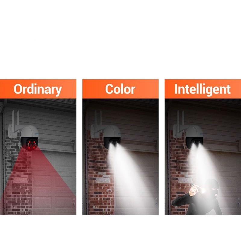 Vision nocturne de Escam QF518 5MP P/T WiFi Blanc - Caméra de sécurité IP