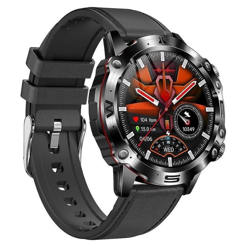 ET580 Negro Correa de Cuero - Reloj inteligente imagen lateral