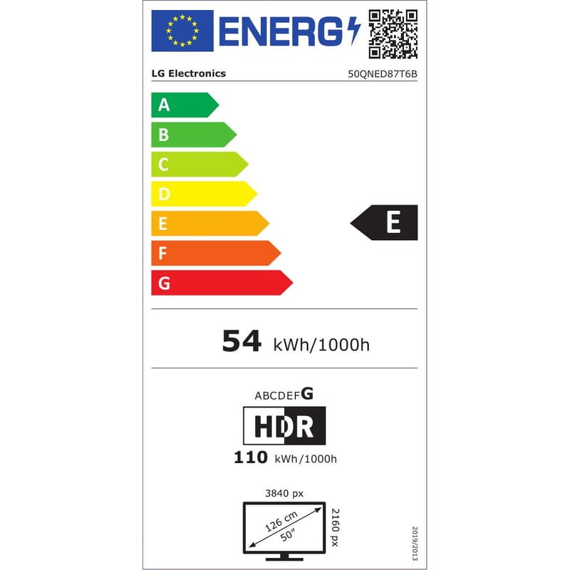 LG QNED 50QNED87T6B 50 4K Ultra HD Smart TV Wifi - Televisor Etiqueta energética