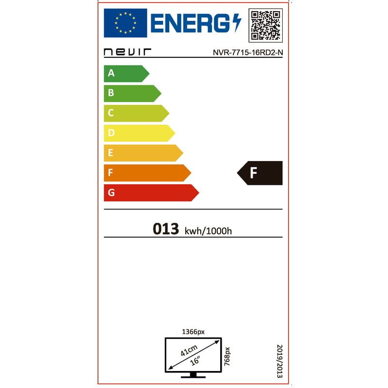 Nevir NVR-7715-16RD2-N 16 HD Ready Negro - Televisor Etiqueta energetica