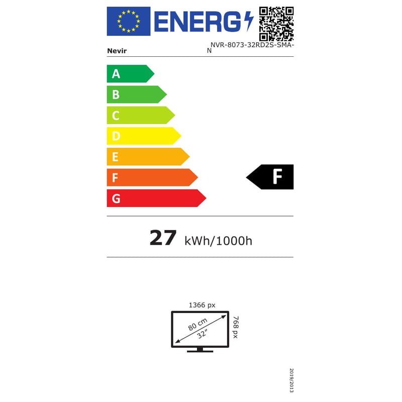 Nevir NVR-8073-32RD2-SMA-N 32 HD Smart TV - Televisor Etiqueta energetica