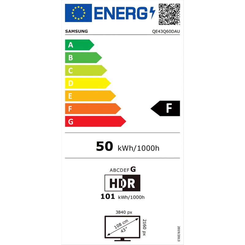 Samsung Q60D QE43Q60DAU 43 4K Ultra HD Smart TV Wifi Titanio - Televisor Etiqueta energetica