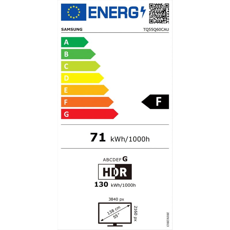 Samsung Series 6 TQ55Q60CAU 55 QLED 4K Ultra HD Smart TV Wi-Fi Negro - Televisor Etiqueta Energetica