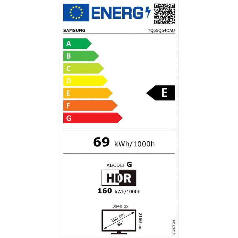 Samsung TQ65Q64DAU 65 4K Ultra HD Smart TV Wifi Cinzento - Etiqueta energética para televisão
