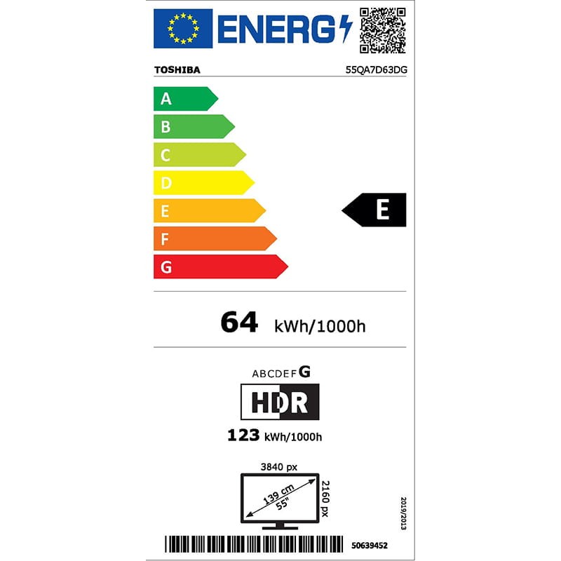 Toshiba 55QA7D63DG 55 QLED UltraHD Smart TV Negro - Televisor Etiqueta energética