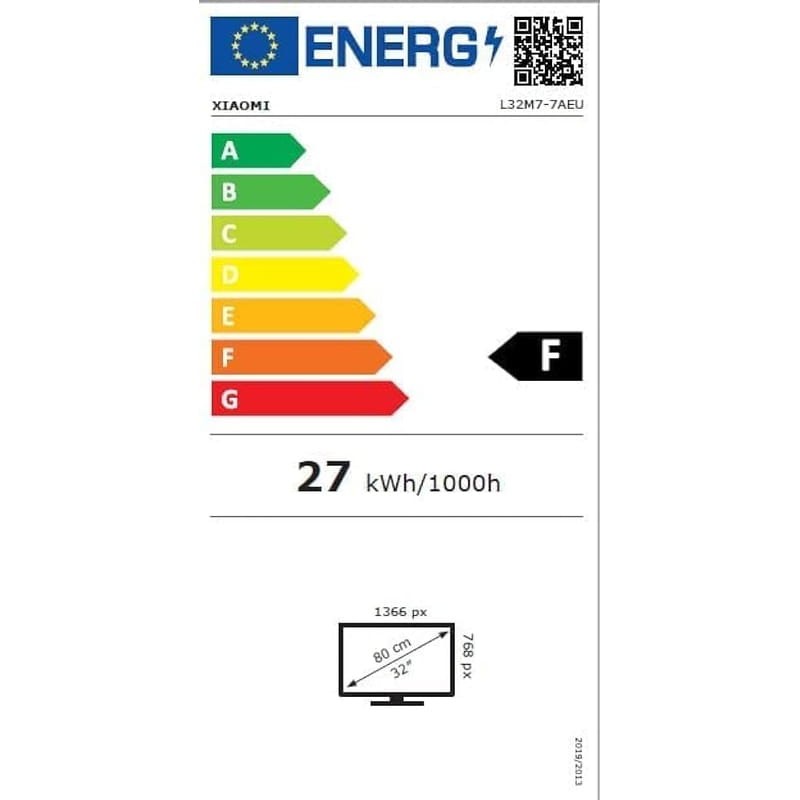 Xiaomi Mi TV P1E 32 HD Smart TV Android OS Noir - Télévision Étiquette Énergétique