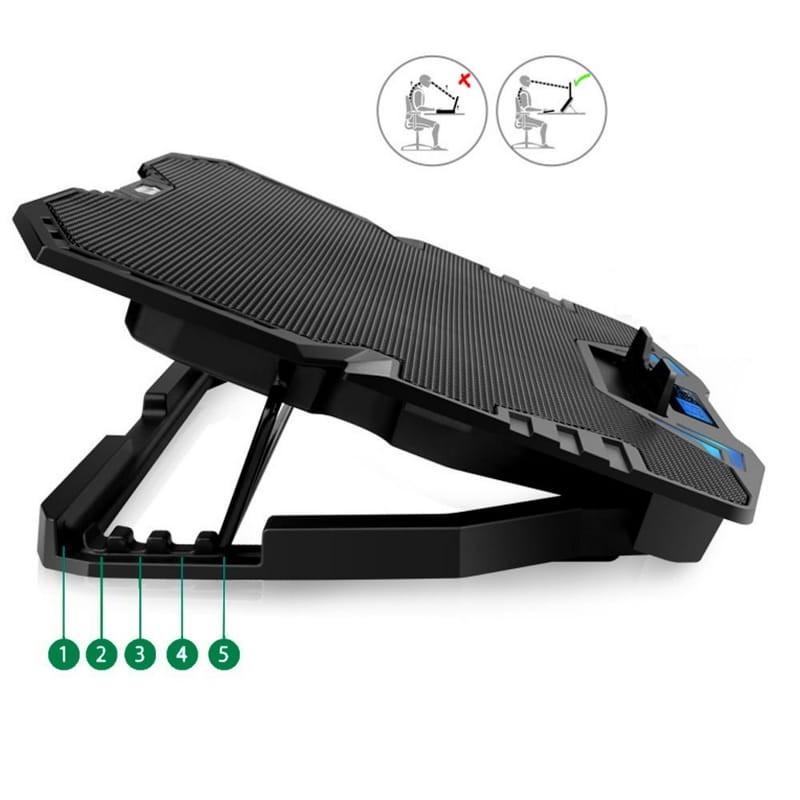 Ewent EW1259  Negro - Base refrigeradora para portátil hasta 17 pulgadas Vista lateral 