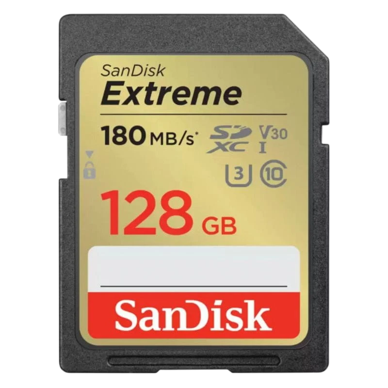 SanDisk Extreme UHS-I 128 GB Class 10 U3 V30 Noir / Or - Carte SD